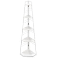 White 5 Tier Wooden Corner Shelf Unit for Living Room or Office Storage by HOMCOM