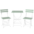 Foldable Garden Bistro Set for 2 with Acacia Wood Table and Chairs for Small Spaces Green White AOSOM
