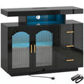 Sideboard with Organised Storage and Built In Charging Hub for Living Room Black