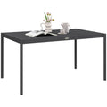 6 Seater Rectangular Outdoor Dining Table With Slatted Aluminium Top For Garden Or Patio Use
