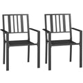 Set of 2 Black Metal Garden Chairs With Minimalist Design for Patio or Balcony Use