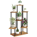 7 Tier Tall Plant Stand for Indoor and Outdoor Use Carbonised Wood and Steel by Outsunny