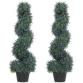 Artificial Lavender Topiary Trees Set of 2 for Easy Year Round Home or Garden Colour Purple AOSOM