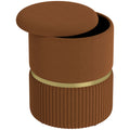 Brown Velvet Feel Round Storage Ottoman with Padded Seat by HOMCOM Homcom