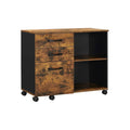 Vasagle Rustic Brown Storage Cabinet With File Drawer For Home Office - Features 3 drawers and a large open compartment with a shelf