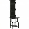 Tall Media Stand for Organising Vinyl Records and CDs with Space Saving Vertical Design Black Homcom