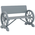 Grey 2 Seater Wooden Garden Bench with Wagon Wheel Design by Outsunny