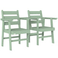 Garden Bench for Two with Built In Table Comfortable Wooden Seat for Patio or Balcony Green Outsunny
