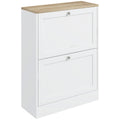 White Narrow Shoe Cabinet with Flip Drawers and Adjustable Shelves for Hallway Storage AOSOM