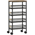 Slim Storage Trolley for Organising Snacks and Spices in Small Spaces Rustic Brown