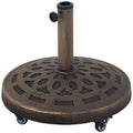 21kg Bronze Tone Garden Parasol Base with Wheels Fits 34 38 48mm Poles by Outsunny