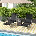 Set of 2 Reclining Sun Loungers with Steel Frames for Garden or Patio Use Black Outsunny