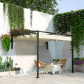 Wall Mounted Pergola, Retractable Fabric Roof, 2 x 3m, Khaki