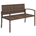 Garden Bench for Two with High Back and Armrests Weather Resistant Rattan Brown Outsunny