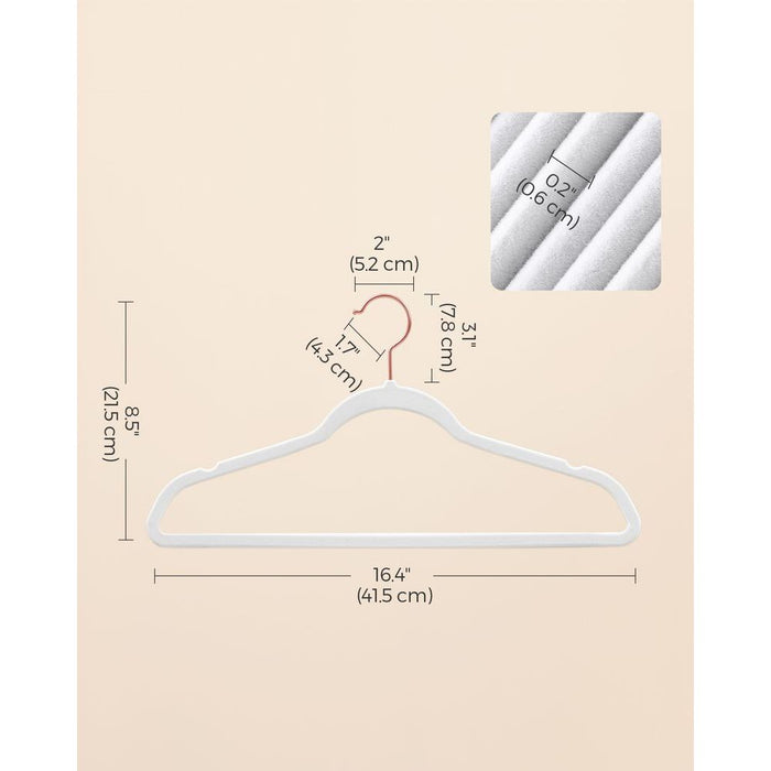 Songmics White Velvet Clothes Hangers (Pack of 50)