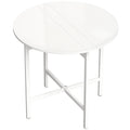 White round table with a minimalist design on a white background