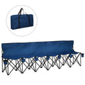 Folding 6 Seater Bench for Easy Group Seating with Cup Holders and Carry Bag Blue