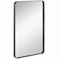 Wall Mirror with Shatter Resistant Tempered Glass and Rounded Corners for Safe Homes Black Homcom