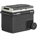 Camping Fridge Freezer with Dual-Zone Cooling and Wheels for Fresh Food Outdoors Black AOSOM
