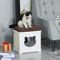 Cat House Bed with Soft Cushion and Removable Scratching Pad for Small Cats White AOSOM