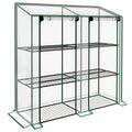 Mini Lean To Greenhouse with Three Shelves Ideal for Small Gardens and Balconies Green