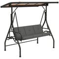 3 Seater Garden Swing Seat Bed with Adjustable Canopy and Cushion Dark Grey by Outsunny