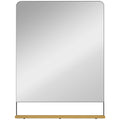 Wall Mounted Mirror with Storage Shelf Ideal for Hallway or Bathroom Use Black AOSOM