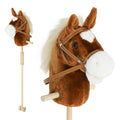 Stick Horse Toy with Real Neighing Sounds and Wooden Wheels for Kids Playtime, Brown AOSOM