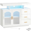 Sideboard with Flexible Storage and Built In Power Hub for Living or Dining Room White