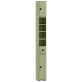 Green Slim Tall Bathroom Storage Cabinet with Drawer Shelves and Cupboards for Small Spaces