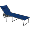 Five Position Reclining Sun Lounger in Dark Blue for Garden and Patio by Outsunny