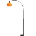 Floor Lamp with Curved Head for Cosy Living Room Lighting Black Orange Homcom