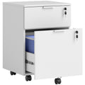 Lockable 2 Drawer Office Filing Cabinet with Wheels For Home or Office, 42W x 40D x 60H cm Homcom