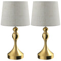 Set of 2 Modern Bedside Table Lamps with USB Charging and 3 Light Modes, Gold Tone AOSOM