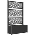 Charcoal Grey Garden Planter Box with Trellis for Climbing Plants and Vegetables by Outsunny