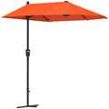 Orange 2m Half Parasol Garden Umbrella with Crank Handle and Cross Base by Outsunny