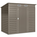 Galvanised Steel Garden Storage Shed With Lockable Door Weatherproof 4 x 6ft Grey AOSOM