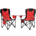 Folding Padded Camping Chairs Set of 2 with Cup Holder and Carry Bag Red