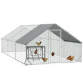 Large Walk In Chicken Run with Activity Shelf and Weatherproof Cover for Outdoor Use, Green