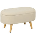 Storage Ottoman Bench with Hidden Compartment Cream White Teddy Fleece by HOMCOM Homcom