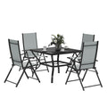 Five Piece Steel Frame Patio Set with Table and Chairs Grey and Black by Outsunny