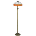 Floor Lamp with Tiffany Style Glass Shade and Foot Switch for Warm Living Room Light Bronze