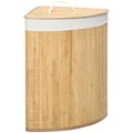 Bamboo Laundry Basket With Lid And Removable Liner 55L For Corner Storage, Natural