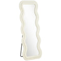 Full Length Mirror for Quick Outfit Checks with Velvet Frame Cream White