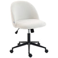 Teddy Fleece Swivel Office Chair With Wheels And Adjustable Height For Home Cream White AOSOM
