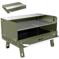 Portable Charcoal BBQ Grill for Easy Outdoor Cooking with Folding Side Shelf Green Outsunny