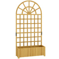 Wooden Raised Garden Planter With Trellis Ideal For Climbing Plants And Herbs Natural Outsunny