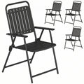 Folding Garden Dining Chairs Set of 4 for Flexible Indoor or Outdoor Seating Black Outsunny