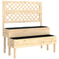 2 Tier Wooden Raised Garden Bed with Trellis for Easy Planting and Climbing Support, Natural Wood Finish Outsunny