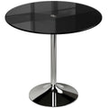 4 Seat Round Glass Dining Table for Everyday Meals with Stable Metal Base Black Homcom